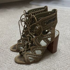 1. State Olive Studded Lace-Up Heeled Sandals